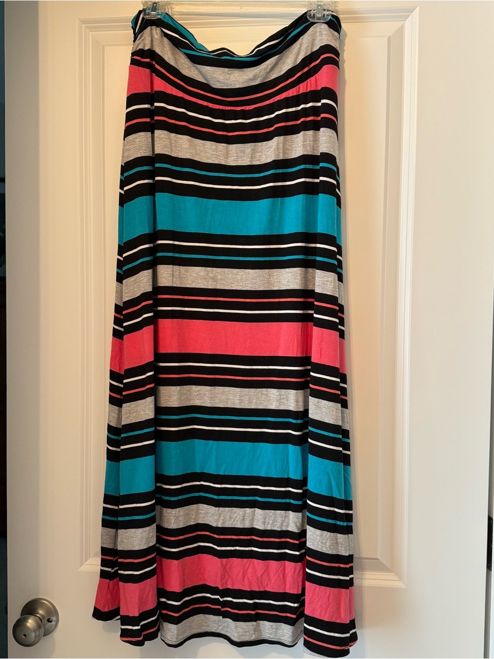 Merona Striped Maxi Skirt in Teal, Pink, Black & Gray